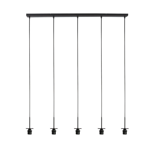 Hanglamp silura 4288zw – 5-lichts balk met linnen kapjes