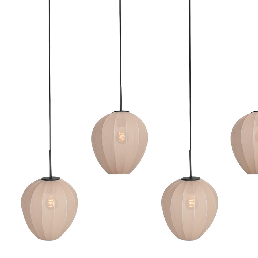 Hanglamp silura 4288zw – 5-lichts balk met linnen kapjes