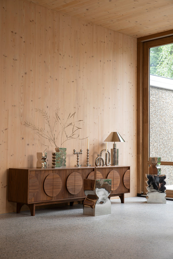 Groove dressoir 3 deuren walnoothout donkerbruin