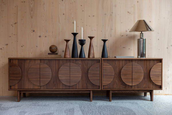 Groove dressoir 3 deuren walnoothout donkerbruin