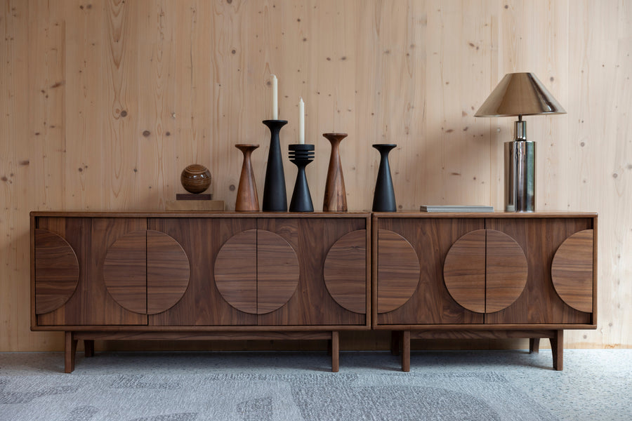 Groove dressoir 3 deuren walnoothout donkerbruin