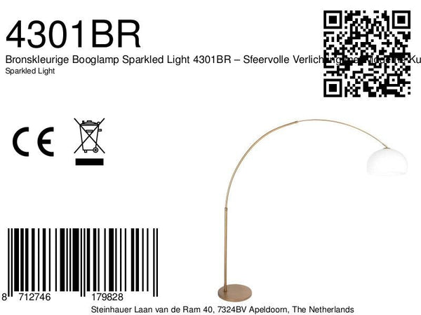 Bronskleurige Booglamp Sparkled Light 4301BR – Sfeervolle Verlichting met Moderne Kunststof Bol