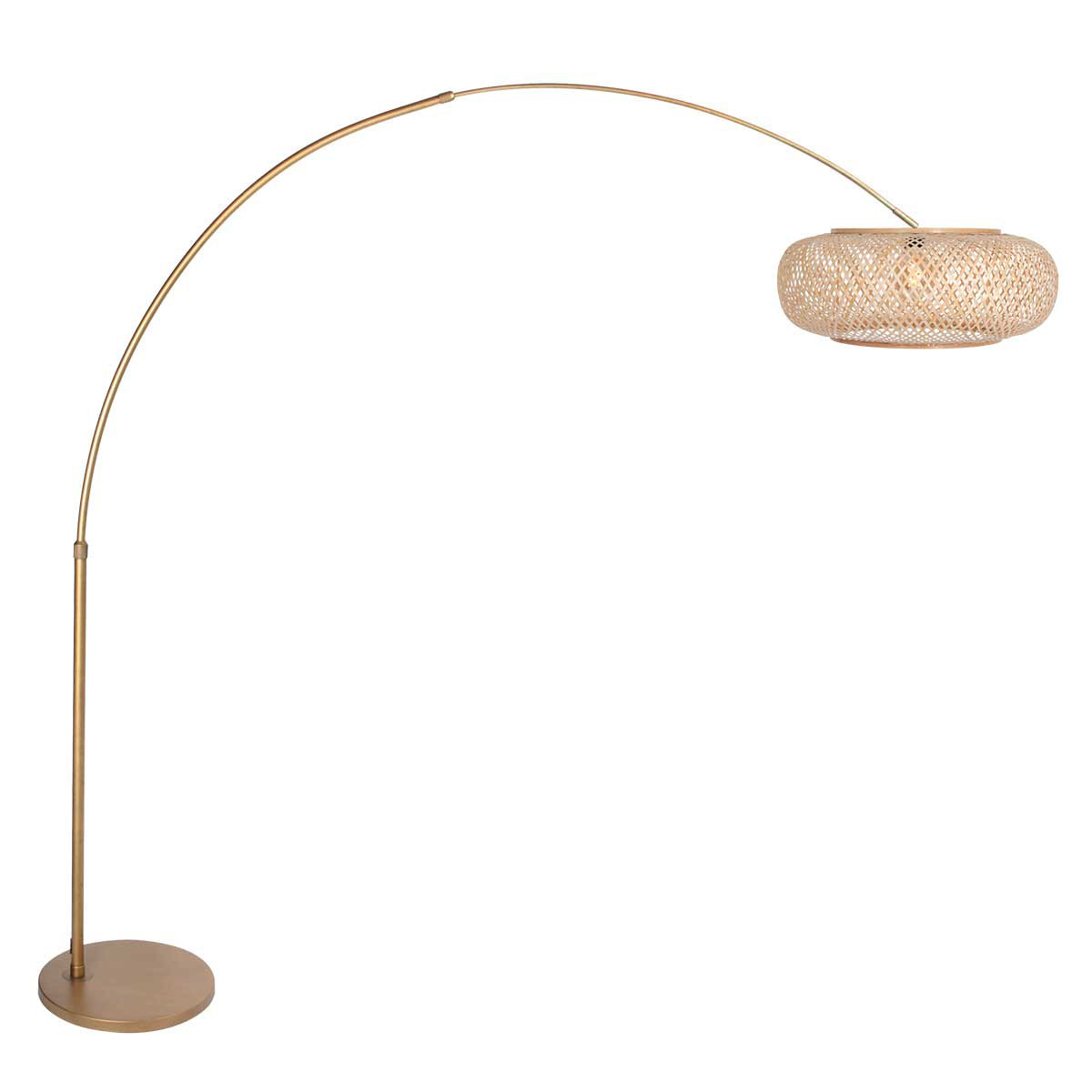 Bronskleurige Booglamp Sparkled Light 4309BR – Stijlvolle Verlichting met Bamboe Kap