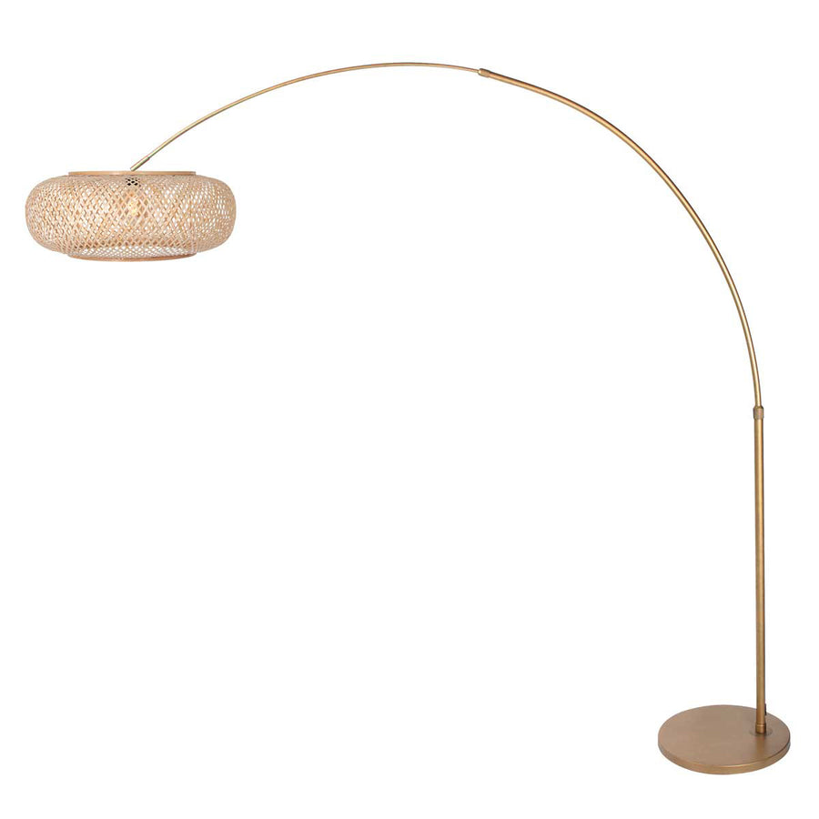 Bronskleurige Booglamp Sparkled Light 4309BR – Stijlvolle Verlichting met Bamboe Kap