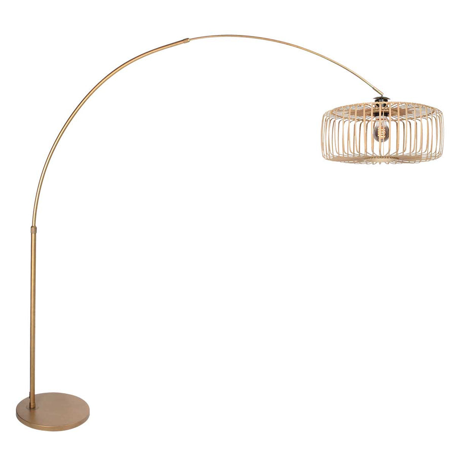 Bronskleurige Booglamp Sparkled Light 4310BR – Stijlvolle Verlichting met Bamboe Kap