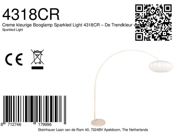 Creme kleurige Booglamp Sparkled Light 4318CR – De Trendkleur van 2025