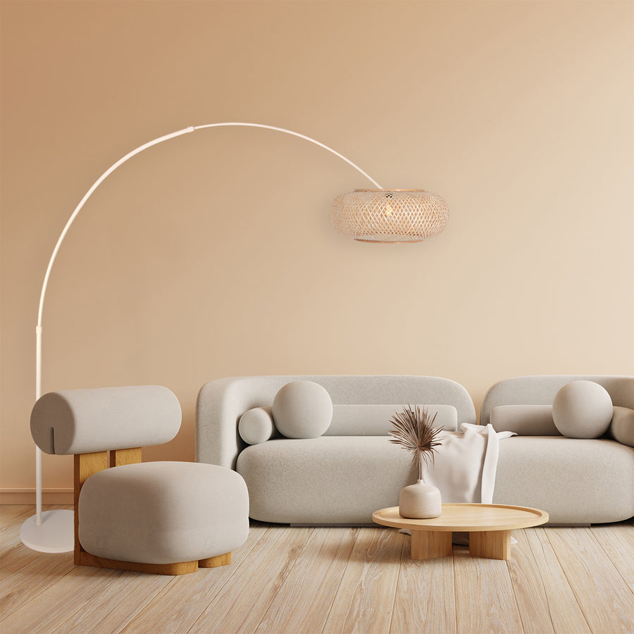 Booglamp maze natural 4319cr crème met bamboe kap ø60 cm