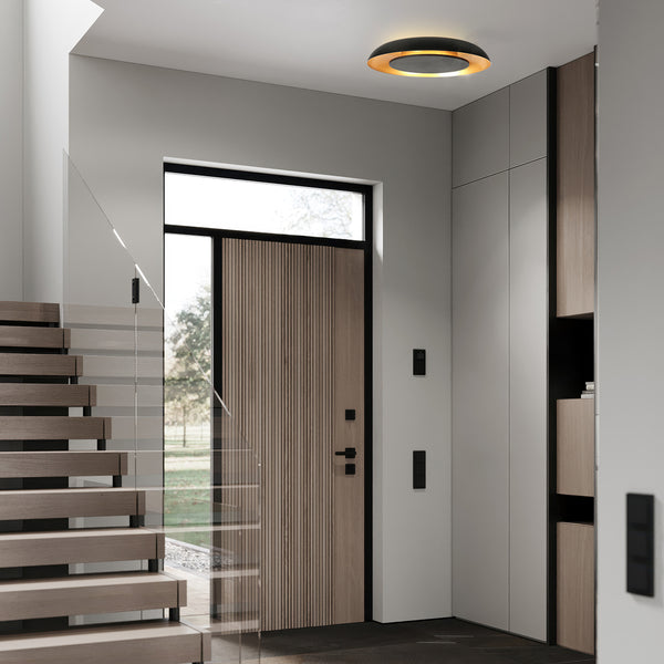Golden Veil 4331ZW – zwarte plafondlamp met gouden gloed en dimbaar LED
