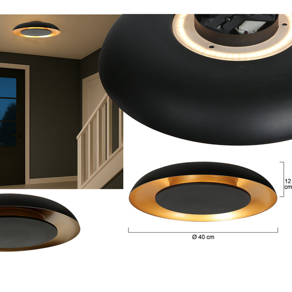 Golden Veil 4331ZW – zwarte plafondlamp met gouden gloed en dimbaar LED