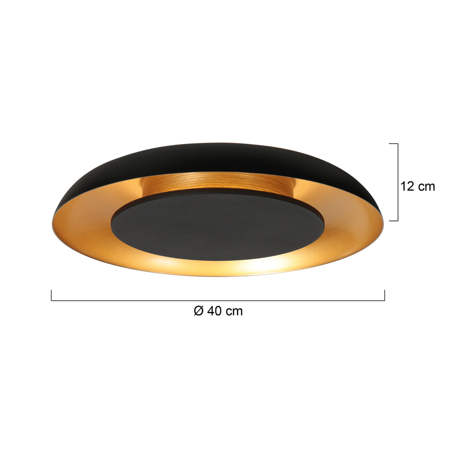 Golden Veil 4331ZW – zwarte plafondlamp met gouden gloed en dimbaar LED