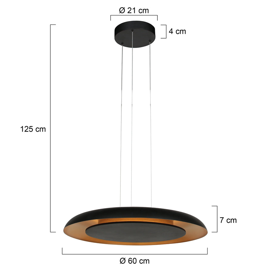 Golden Veil 4332ZW – elegante zwarte hanglamp met gouden binnenzijde