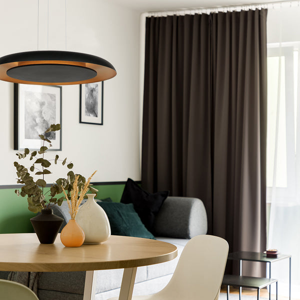 Golden Veil 4332ZW – elegante zwarte hanglamp met gouden binnenzijde