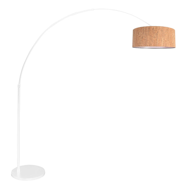 Sparkled Light 4341W booglamp – wit frame met kurken kap Ø40 cm