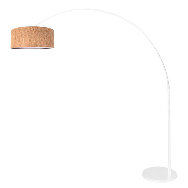 Sparkled Light 4341W booglamp – wit frame met kurken kap Ø40 cm