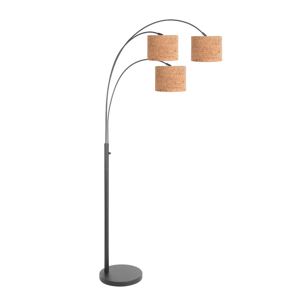 3-lichts vloerlamp sparkled light 4356zw met beige kurkstructuur kappen