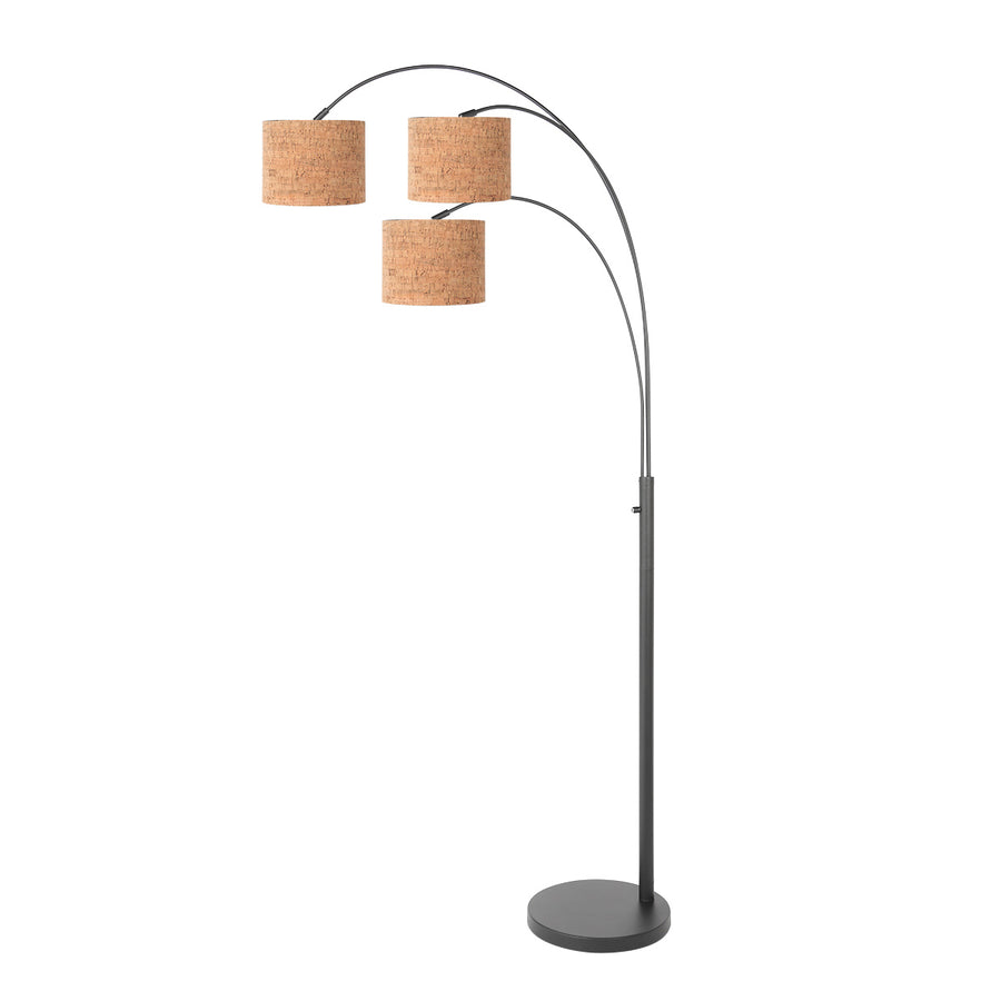 3-lichts vloerlamp sparkled light 4356zw met beige kurkstructuur kappen