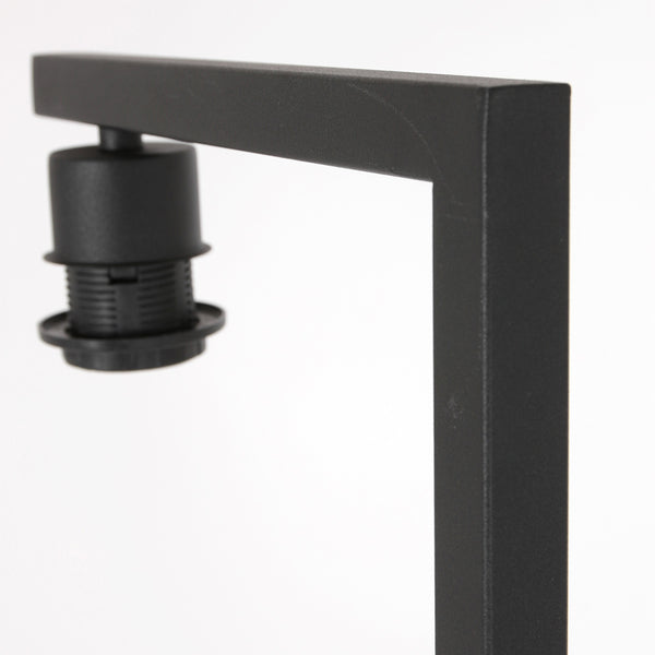 Zwarte vloerlamp stang 4358zw met schakelaar en beige kurkstructuur kap