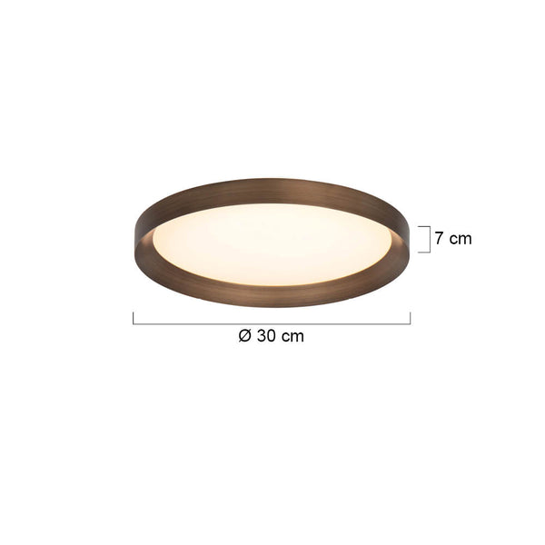 Plafondlamp flady 4367br bronzen led lamp ø30 cm met uplight