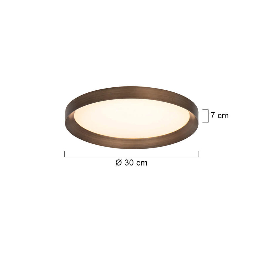 Plafondlamp flady 4367br bronzen led lamp ø30 cm met uplight