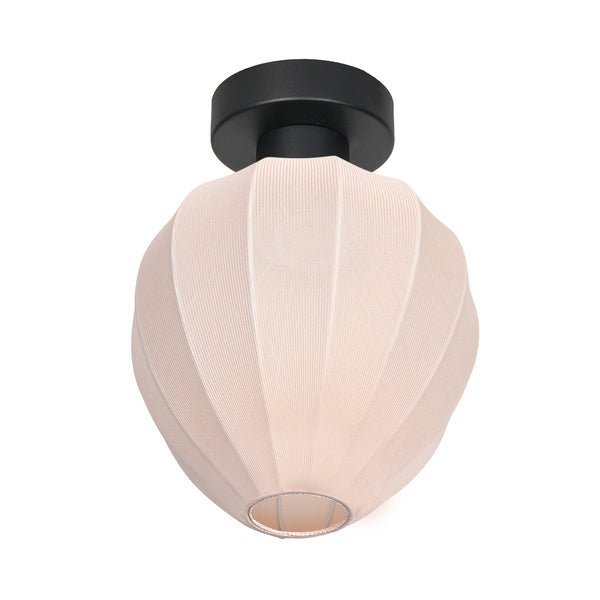 Plafondlamp silura 4370zw – zwart met crème linnen kapje