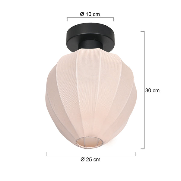 Plafondlamp silura 4370zw – zwart met crème linnen kapje