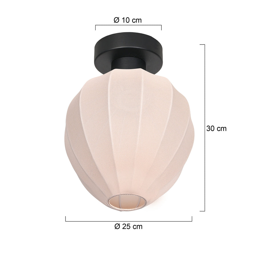 Plafondlamp silura 4370zw – zwart met crème linnen kapje