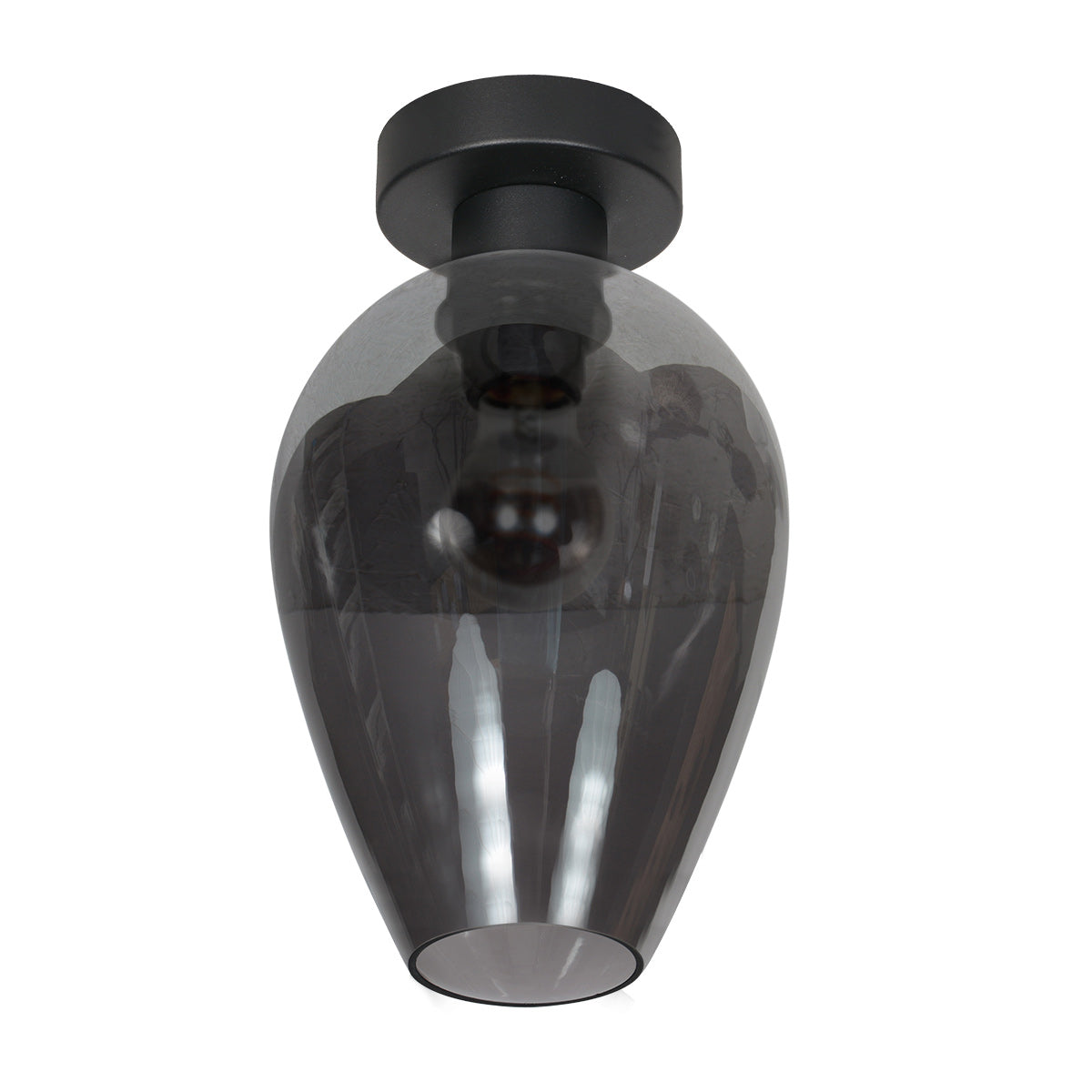 Plafondlamp drovia 4371zw met rookglas druppelvorm ø22,5 cm