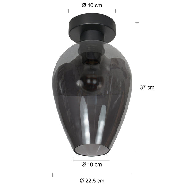 Plafondlamp drovia 4371zw met rookglas druppelvorm ø22,5 cm