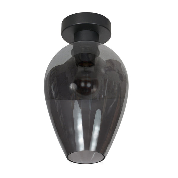 Plafondlamp drovia 4371zw met rookglas druppelvorm ø22,5 cm