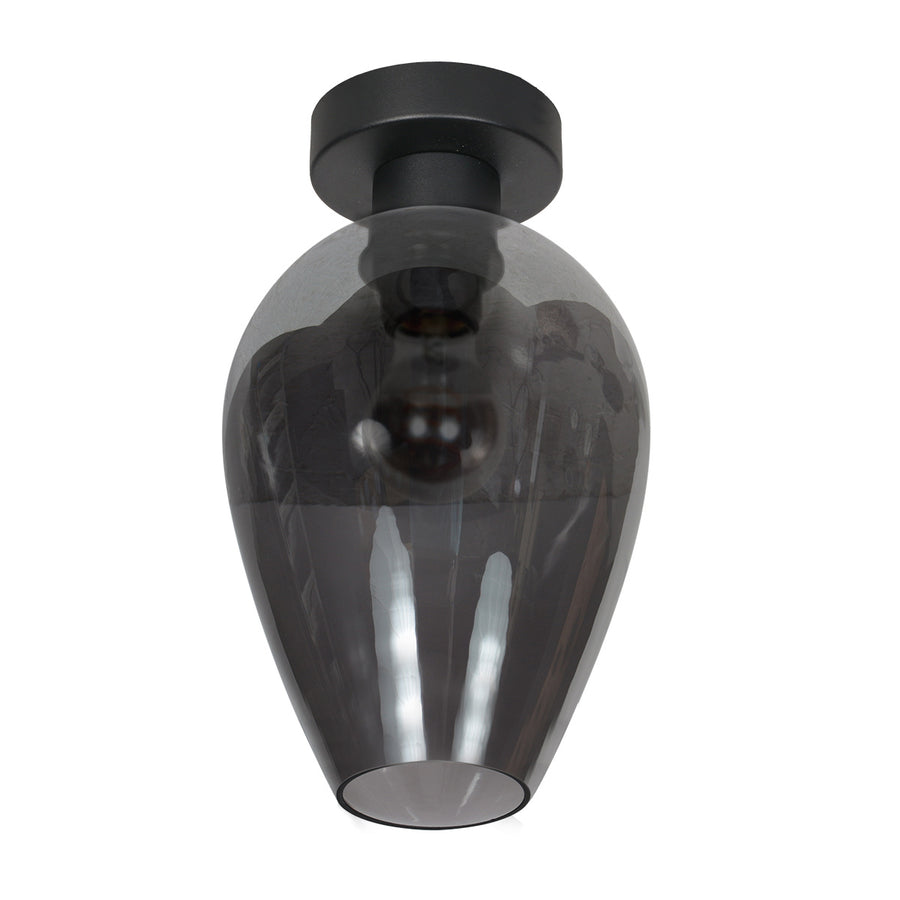 Plafondlamp drovia 4371zw met rookglas druppelvorm ø22,5 cm
