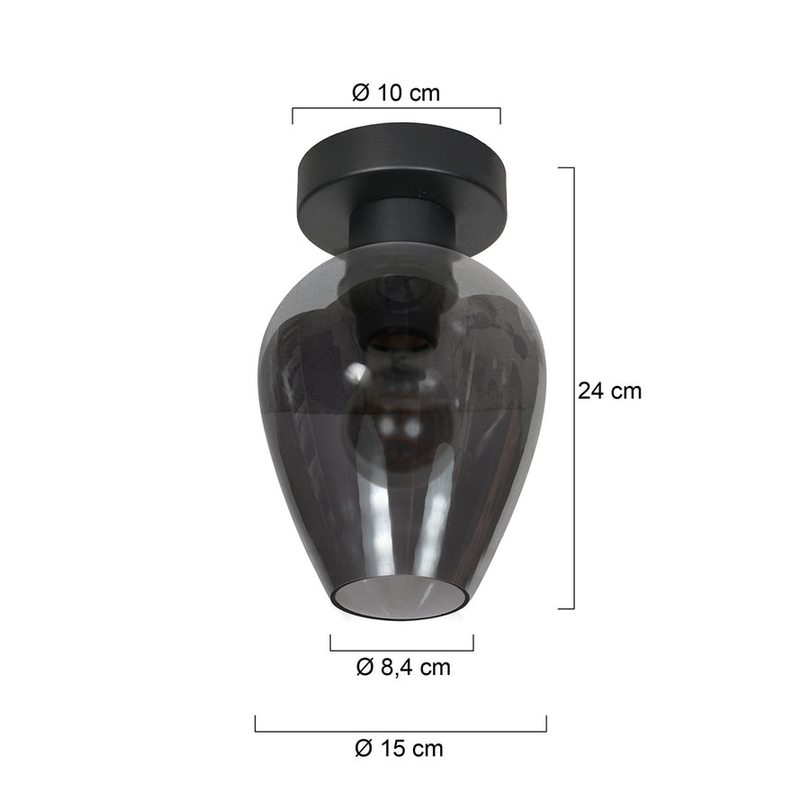 Plafondlamp drovia 4372zw met smoke glas en moderne look