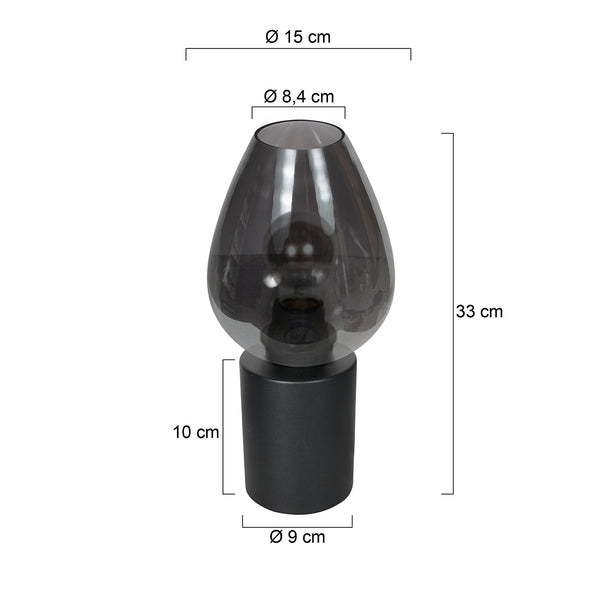 Tafellamp drovia 4378zw – stijlvol met smoke glas
