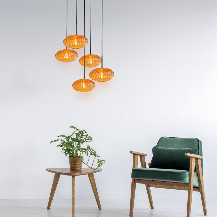 Hanglamp aurelio 4383zw – 5-lichts vide met ufo glas