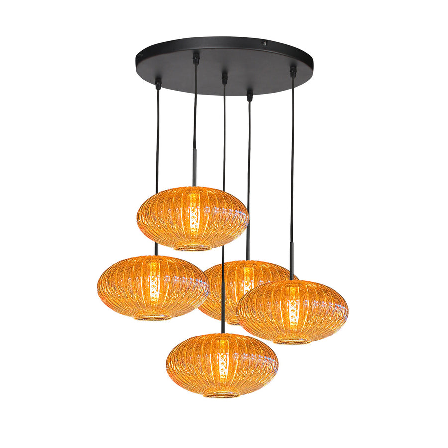 Hanglamp aurelio 4383zw – 5-lichts vide met ufo glas