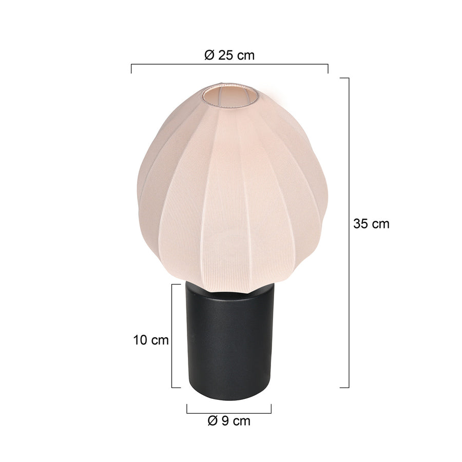 Tafellamp silura 4385zw zwarte lamp met crème linnen kapje