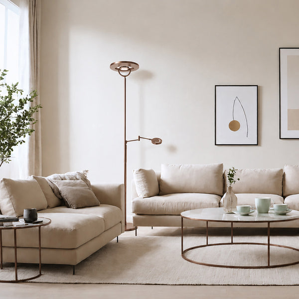 Bronzen vloerlamp soleil 2 4386br lichtkleur instelbaar