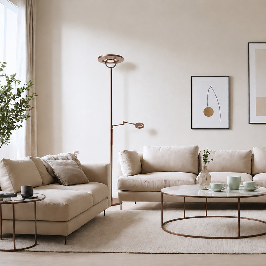 Bronzen vloerlamp soleil 2 4386br lichtkleur instelbaar