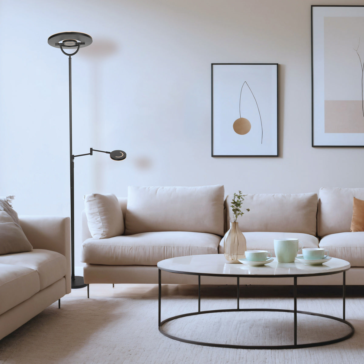 Zwarte vloerlamp soleil 2 4386zw met veel mogelijkheden