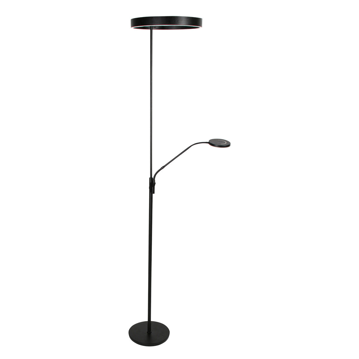 Soleil 2 4388zw – zwarte vloerlamp met flexibele leesarm