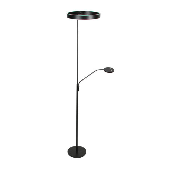Soleil 2 4388zw – zwarte vloerlamp met flexibele leesarm