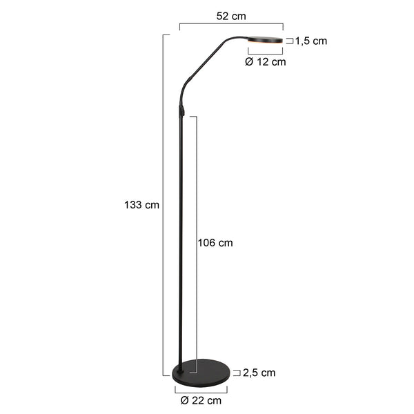 Vloerlamp soleil 2 4389zw zwart met instelbare lichtkleur