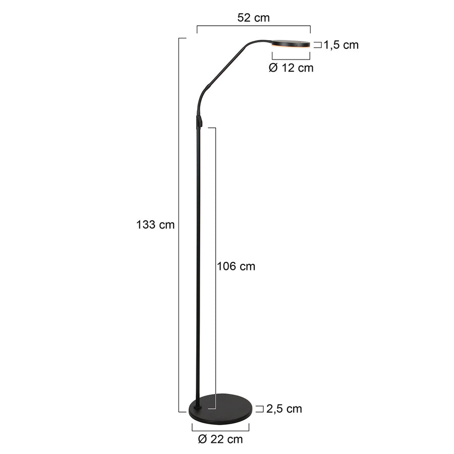 Vloerlamp soleil 2 4389zw zwart met instelbare lichtkleur