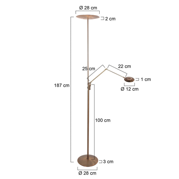 Vloerlamp zenith 2 4390br brons met dubbele reflector