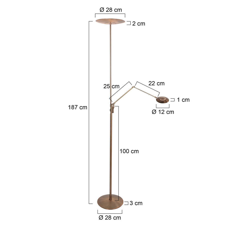 Vloerlamp zenith 2 4390br brons met dubbele reflector