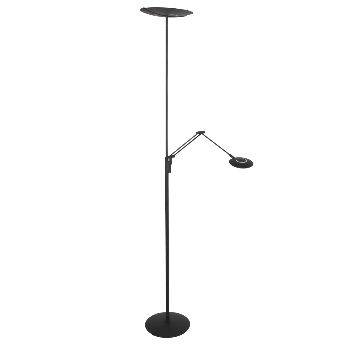 Vloerlamp zenith 2 4390zw zwart met dubbele reflector