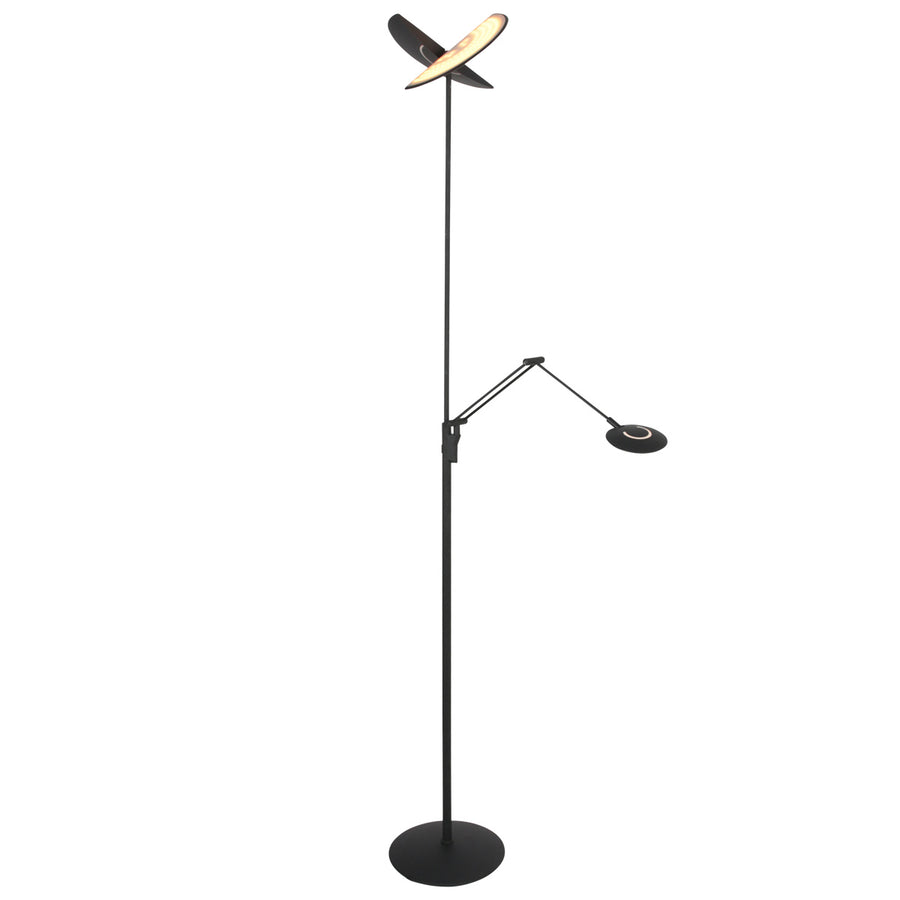Vloerlamp zenith 2 4390zw zwart met dubbele reflector