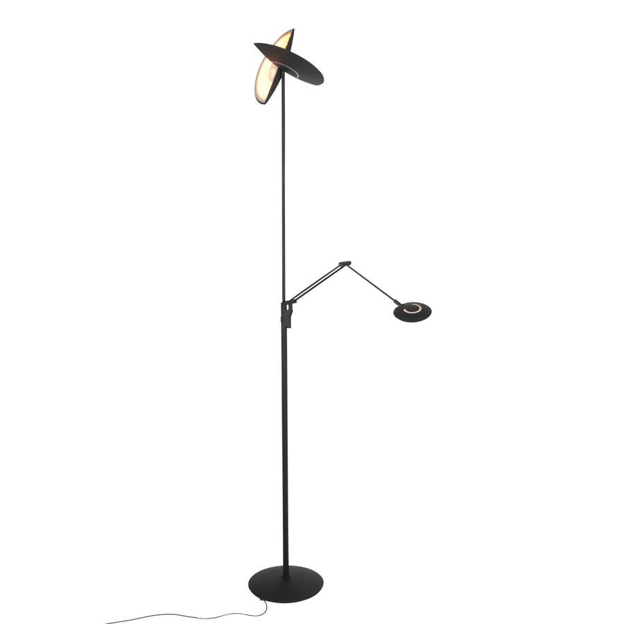 Vloerlamp zenith 2 4390zw zwart met dubbele reflector