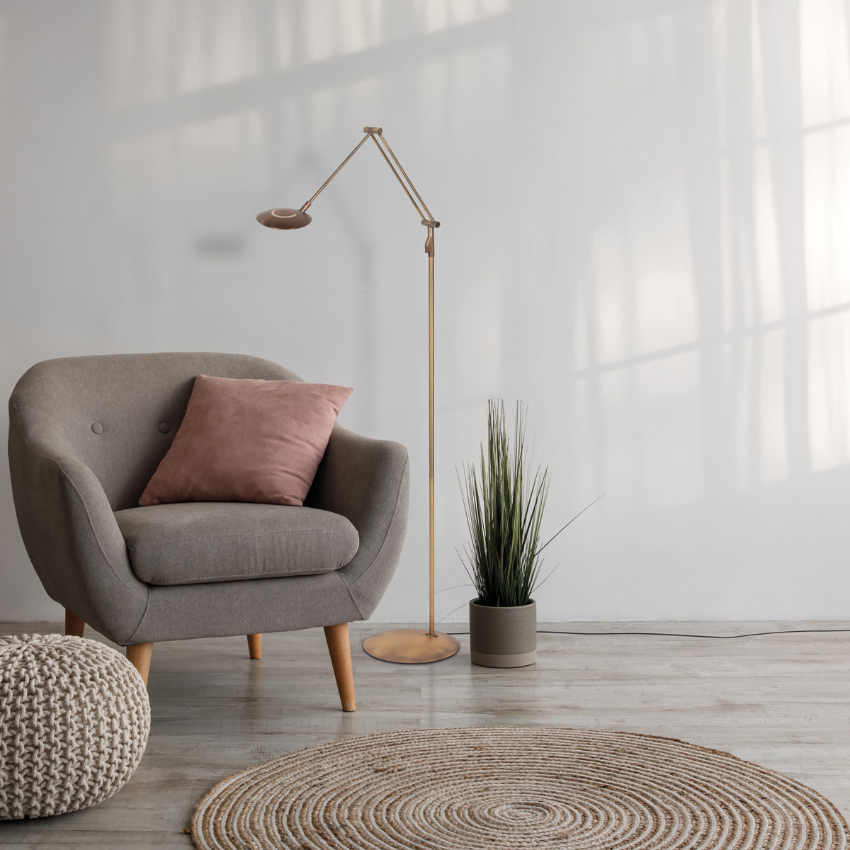 Bronzen vloerlamp zenith 2 4391br kleurinstelbaar en afstandsbediening