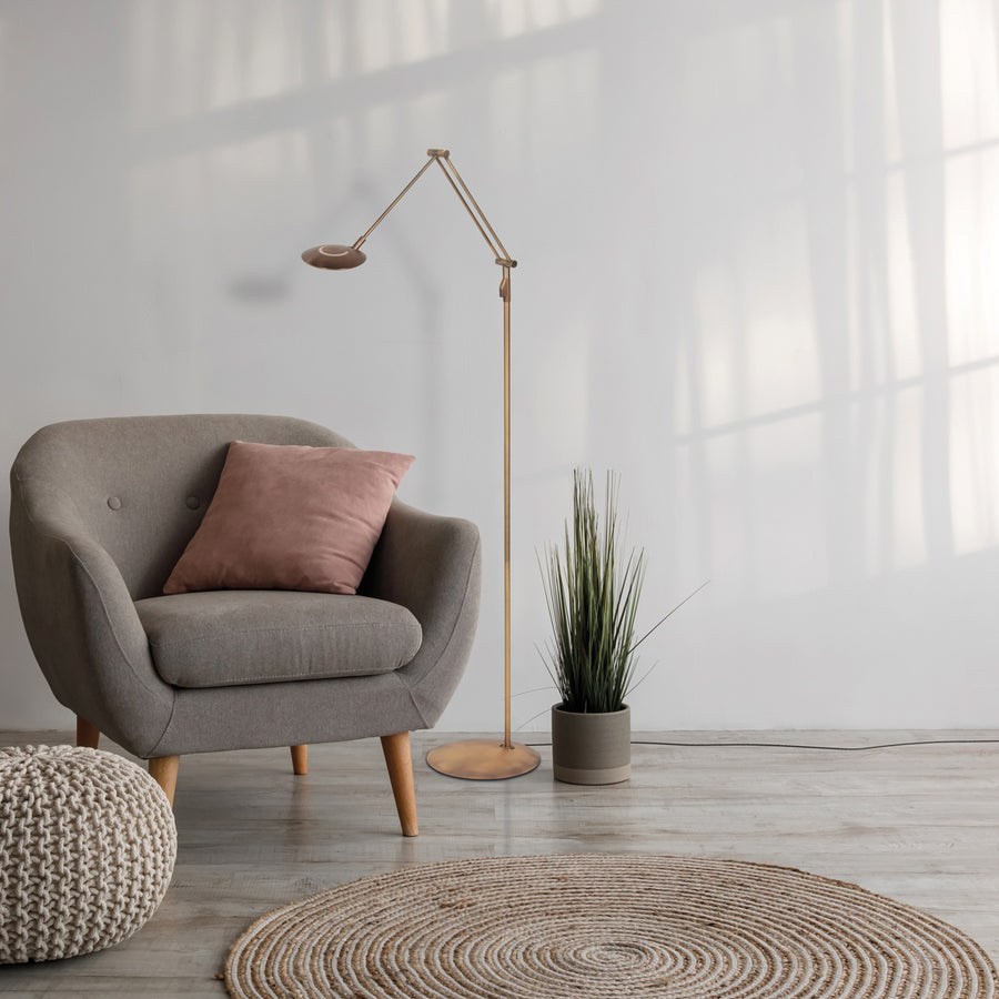 Bronzen vloerlamp zenith 2 4391br kleurinstelbaar en afstandsbediening
