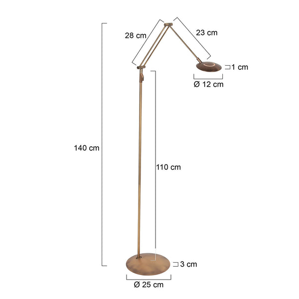 Bronzen vloerlamp zenith 2 4391br kleurinstelbaar en afstandsbediening
